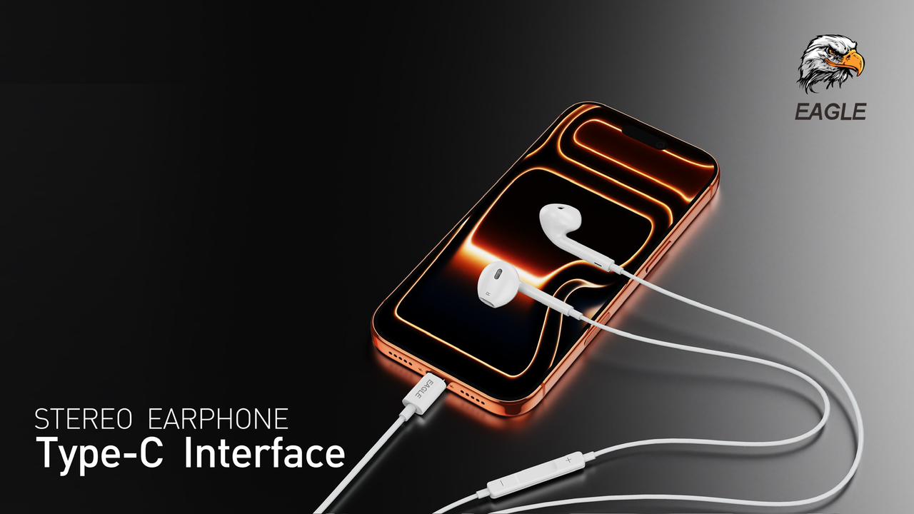 Eagle stereo earphones type C interface