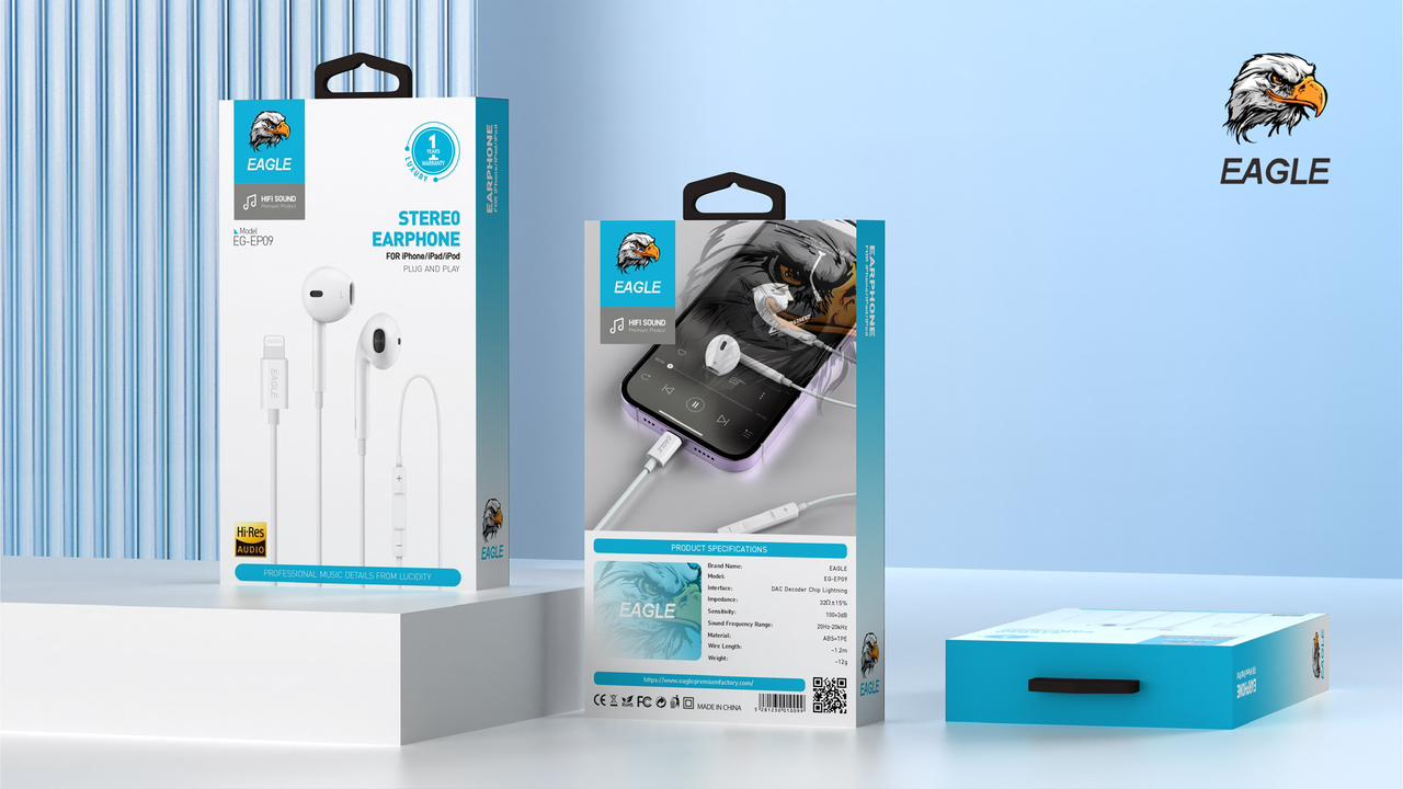 Eagle stereo earphones lightning interface