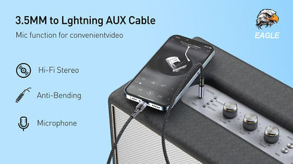 3.5 mm to lightning aux cable