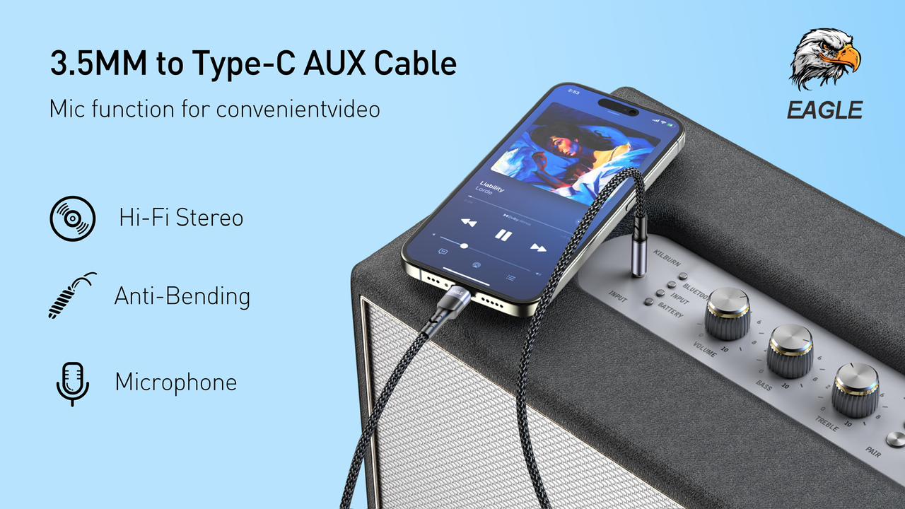 3.5 mm to TYPE C aux cable